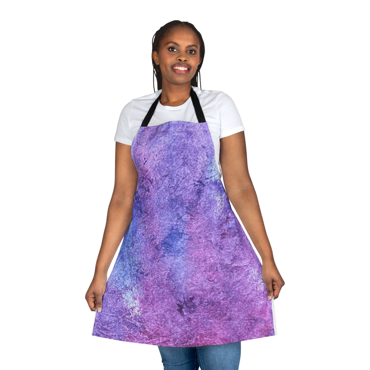 Purple Ripple Apron — Vibrant Tie-Dye Kitchen Apron with 5-Color Straps