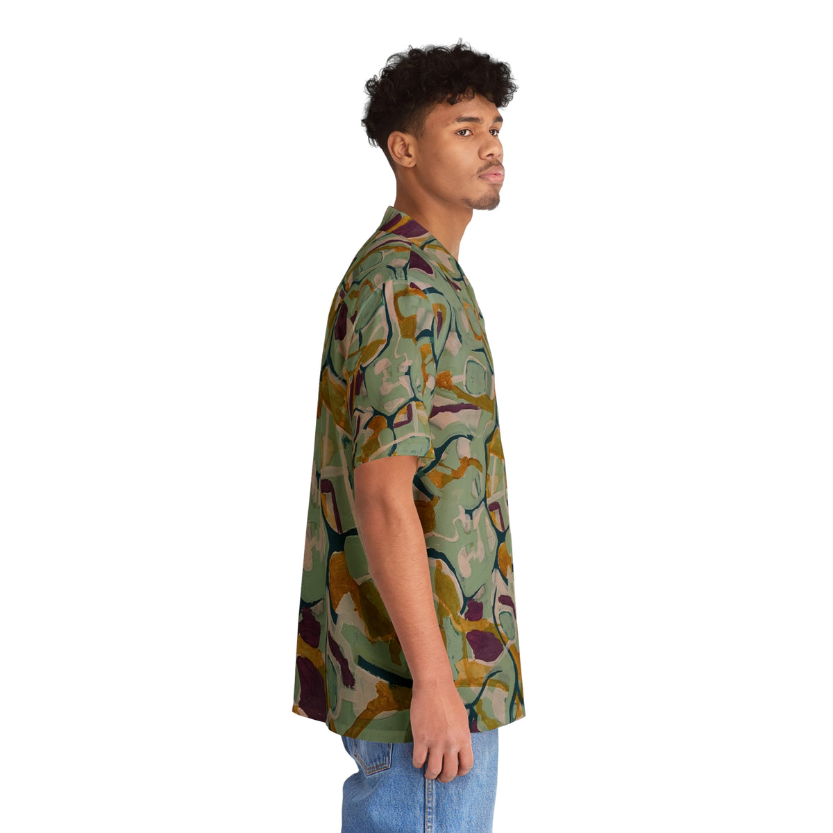Painted Rhythm Abstract Hawaiian Shirt — Mint Green Patterned AOP Camp Shirt