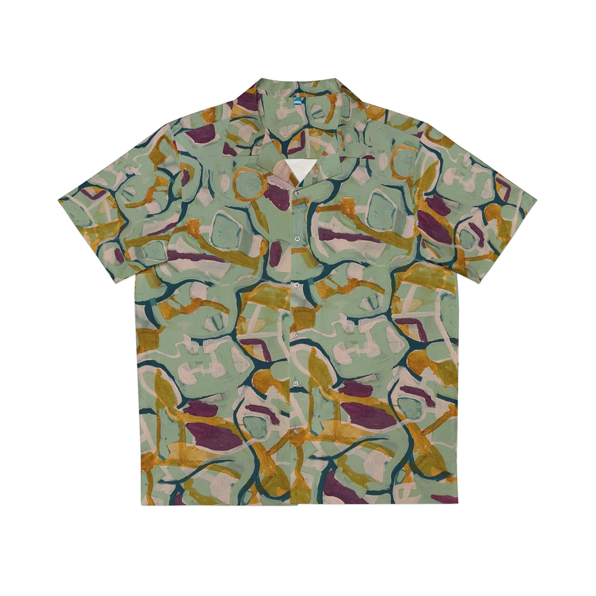 Painted Rhythm Abstract Hawaiian Shirt — Mint Green Patterned AOP Camp Shirt