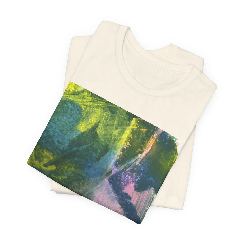 Abstract Green Blue Texture T-Shirt | Painterly Square Print