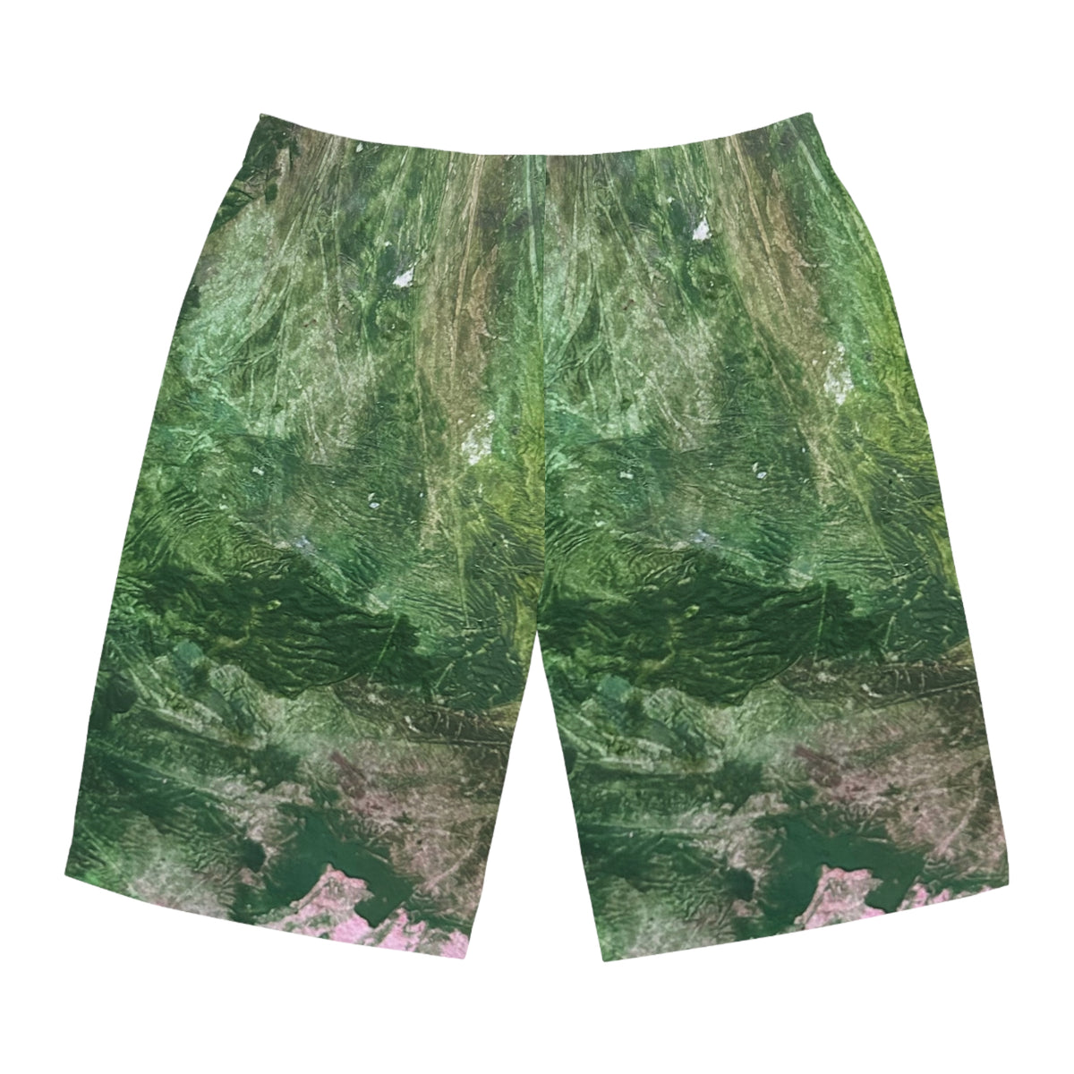Jungle Green Print Board Shorts — Green Nature AOP Swim Trunks