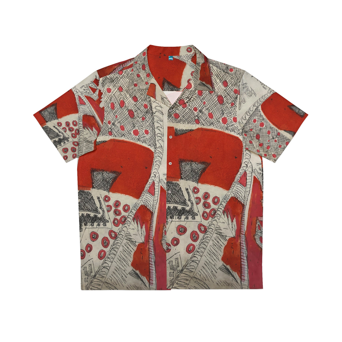 Red Primtive Abstract Hawaiian Shirt