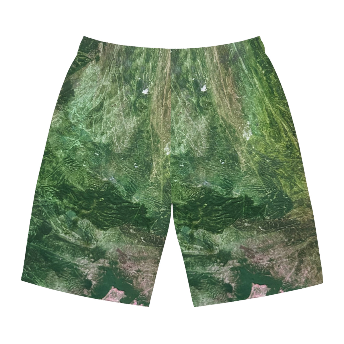 Jungle Green Print Board Shorts — Green Nature AOP Swim Trunks