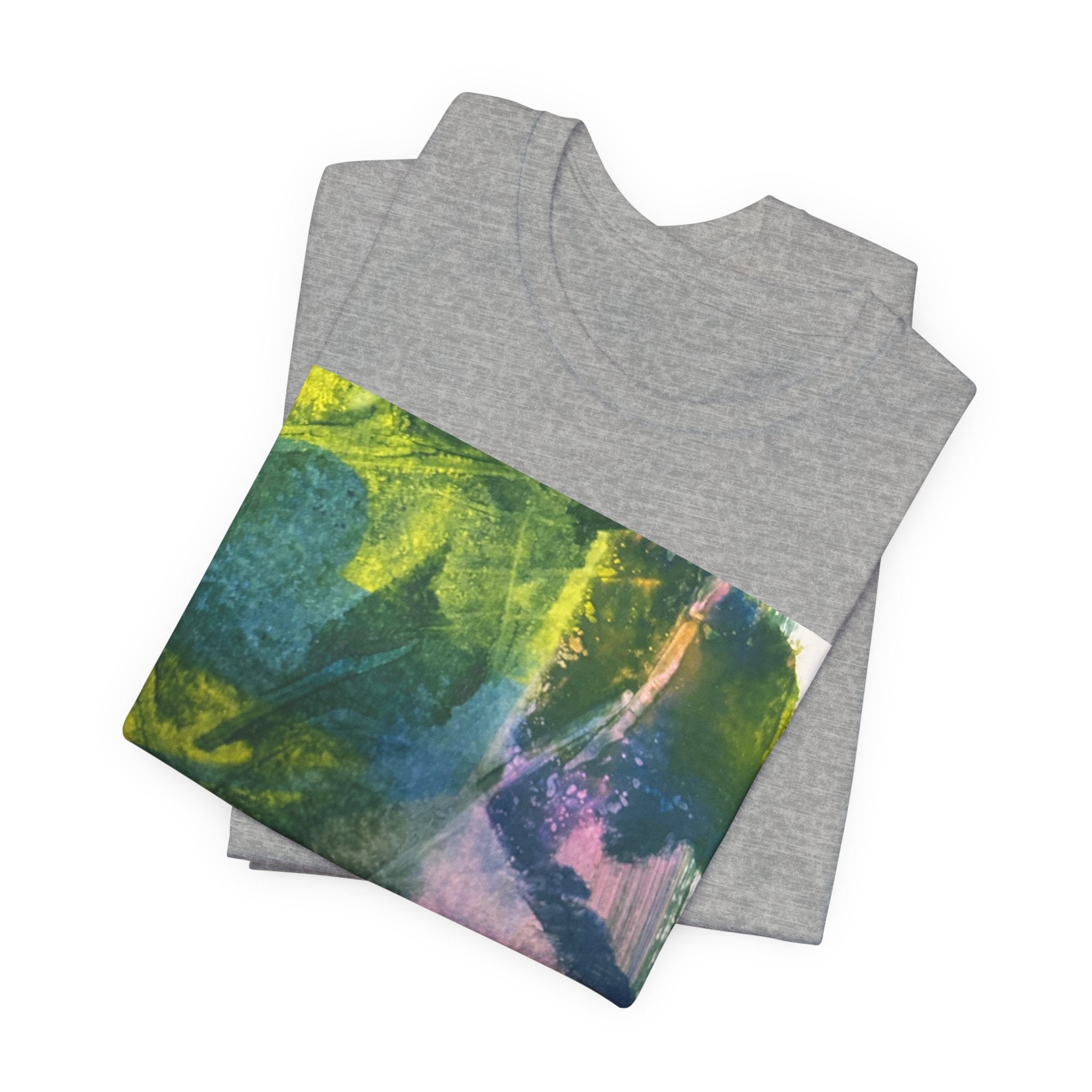 Abstract Green Blue Texture T-Shirt | Painterly Square Print