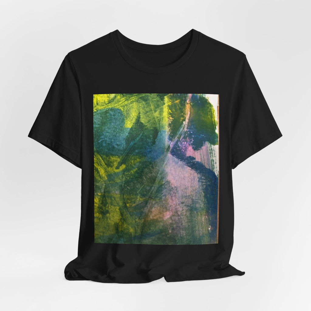Abstract Green Blue Texture T-Shirt | Painterly Square Print