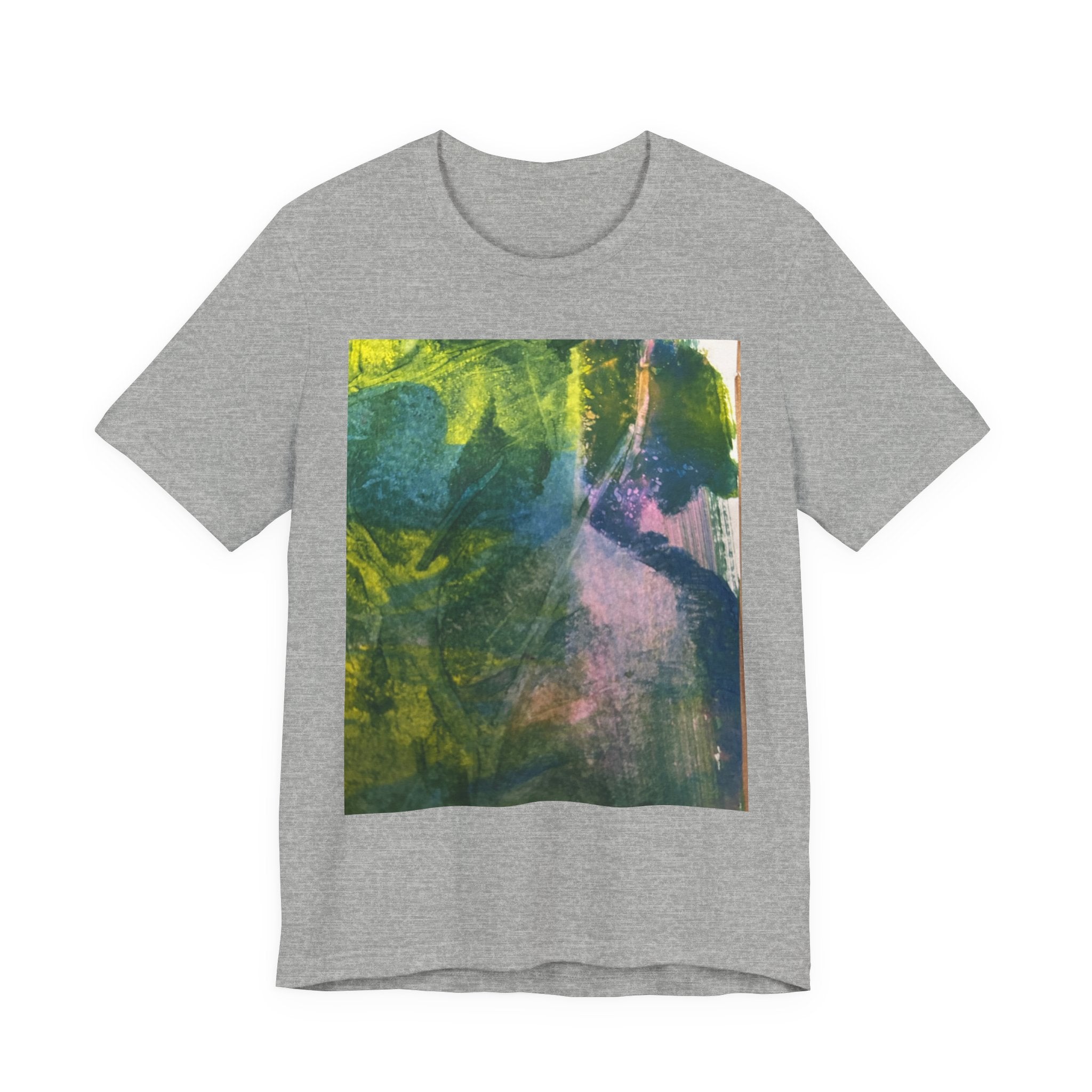 Abstract Green Blue Texture T-Shirt | Painterly Square Print