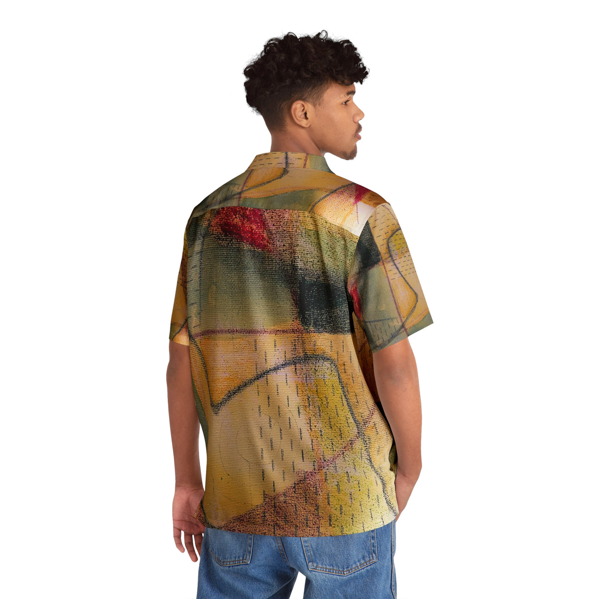 Colour Echo Retro Hawaiian Shirt - Vintage Geometric All-Over Print