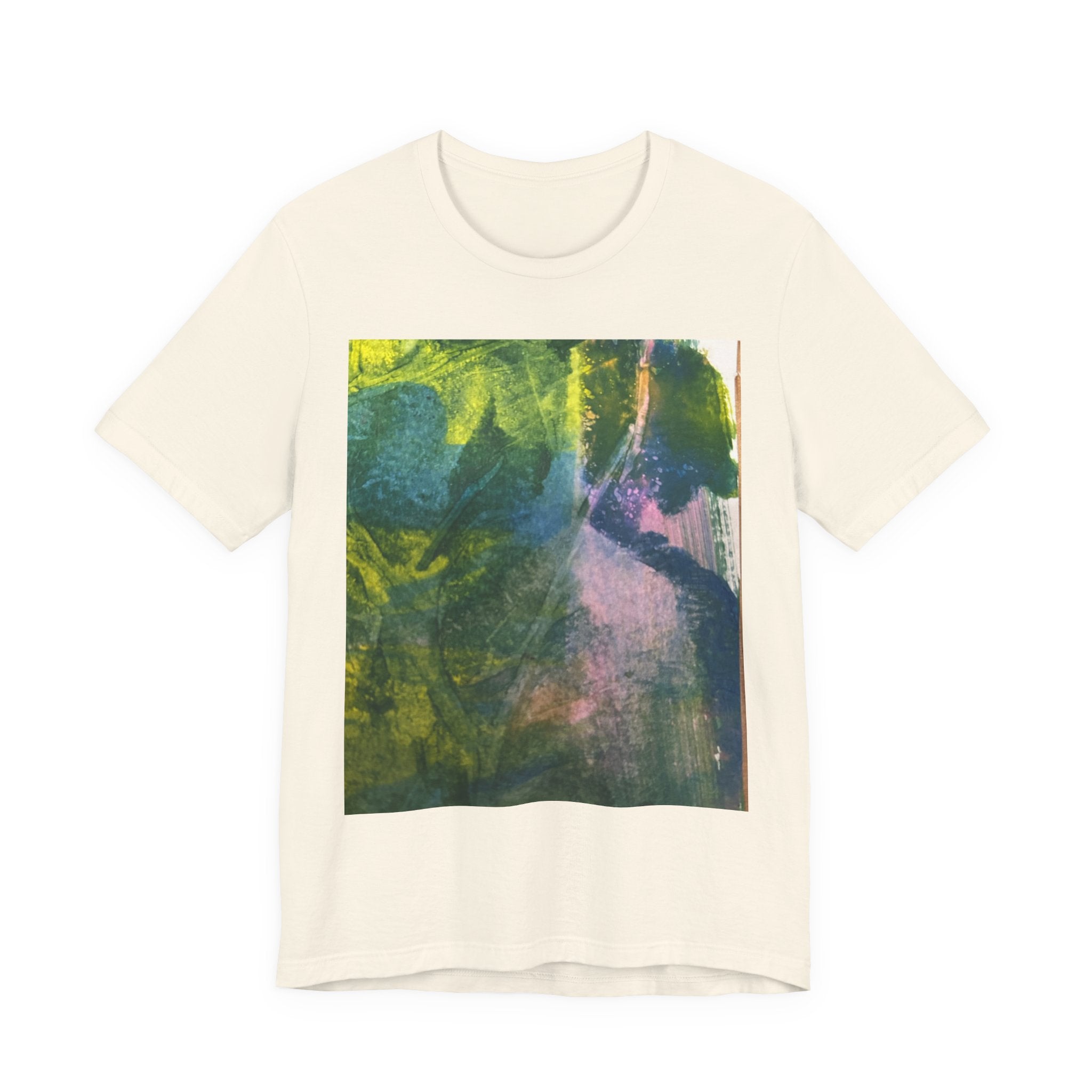 Abstract Green Blue Texture T-Shirt | Painterly Square Print