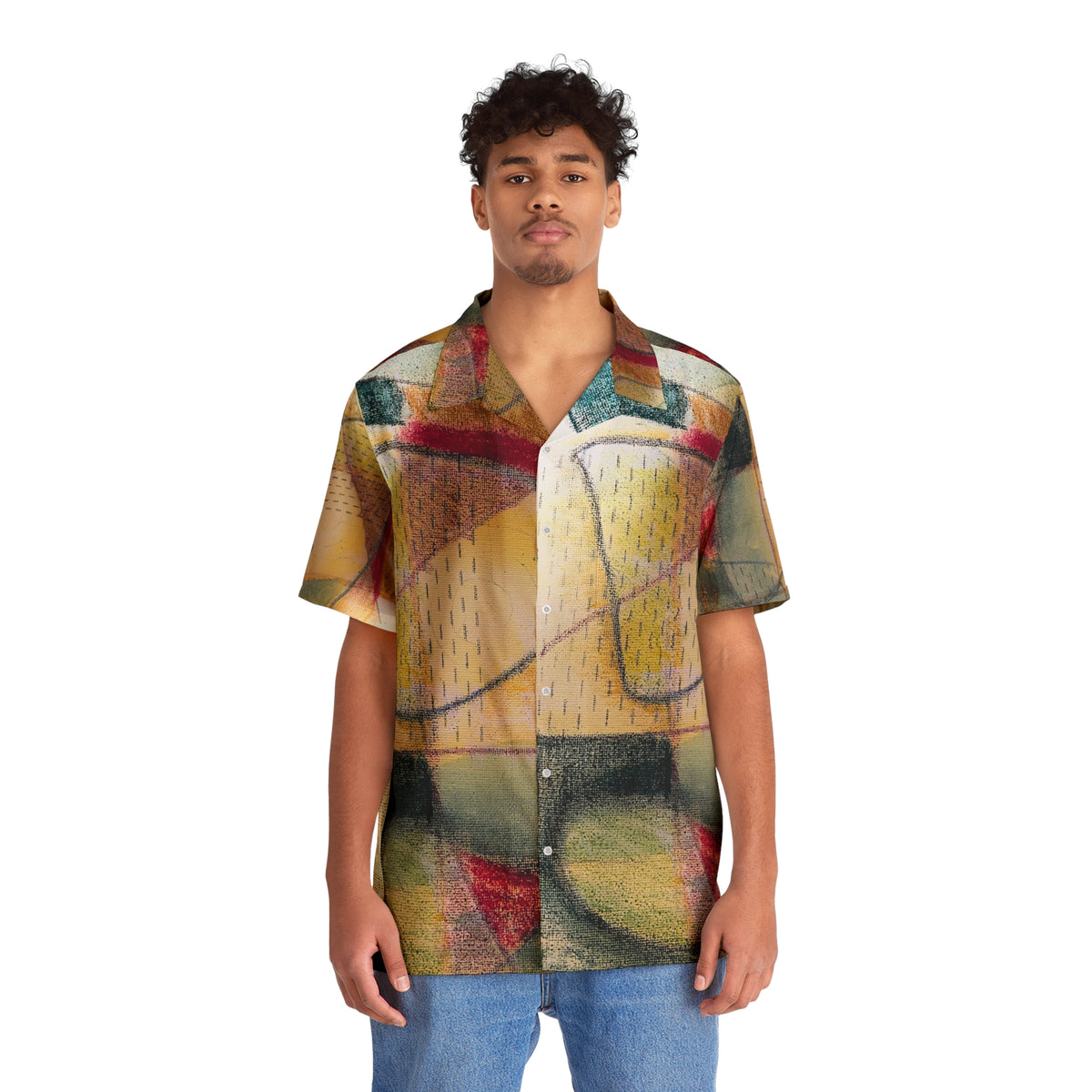 Colour Echo Retro Hawaiian Shirt - Vintage Geometric All-Over Print