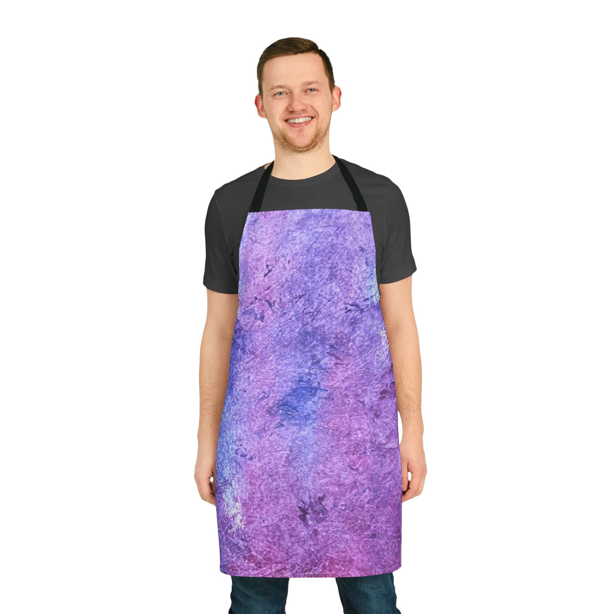 Purple Ripple Apron — Vibrant Tie-Dye Kitchen Apron with 5-Color Straps