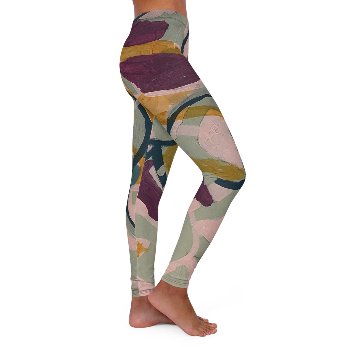 Painted Rhythm Abstract Print Leggings — Women's Casual Spandex AOP