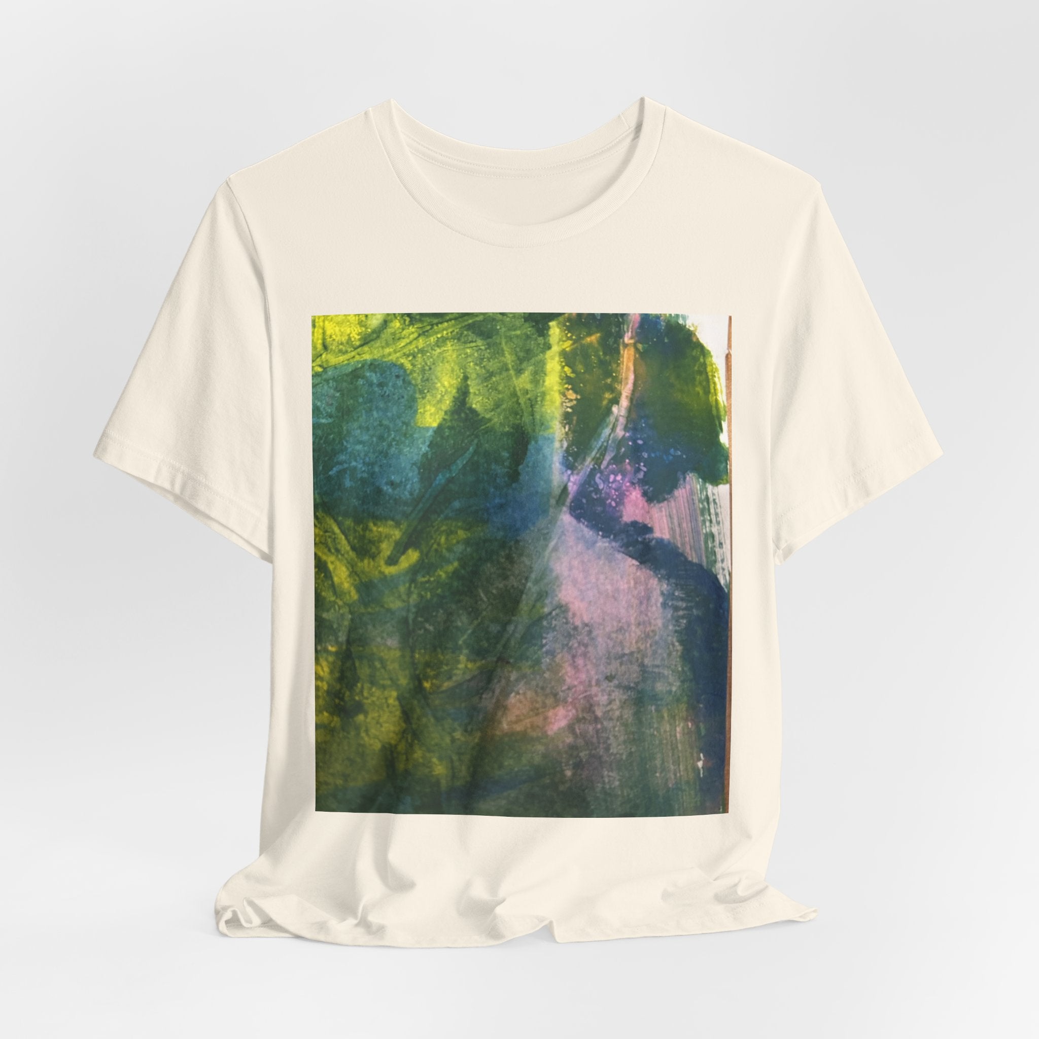 Abstract Green Blue Texture T-Shirt | Painterly Square Print