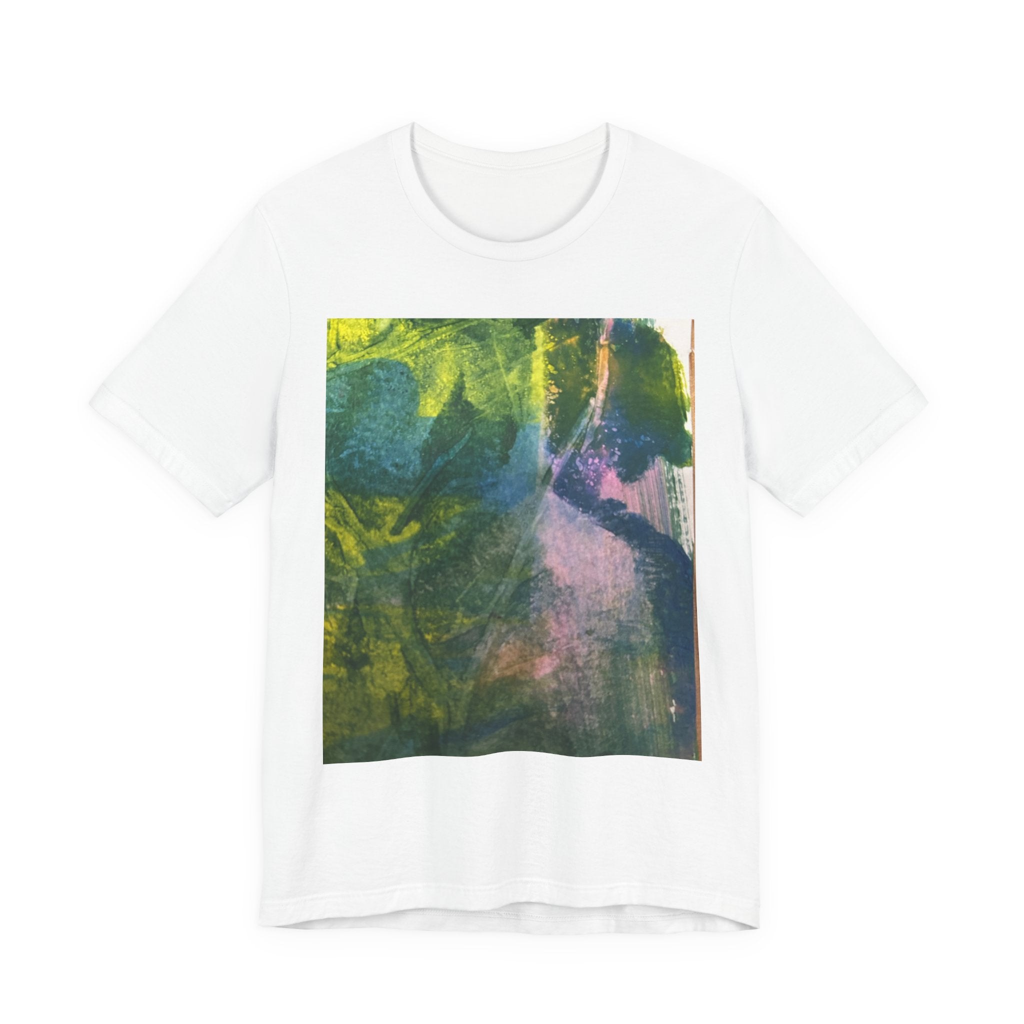 Abstract Green Blue Texture T-Shirt | Painterly Square Print
