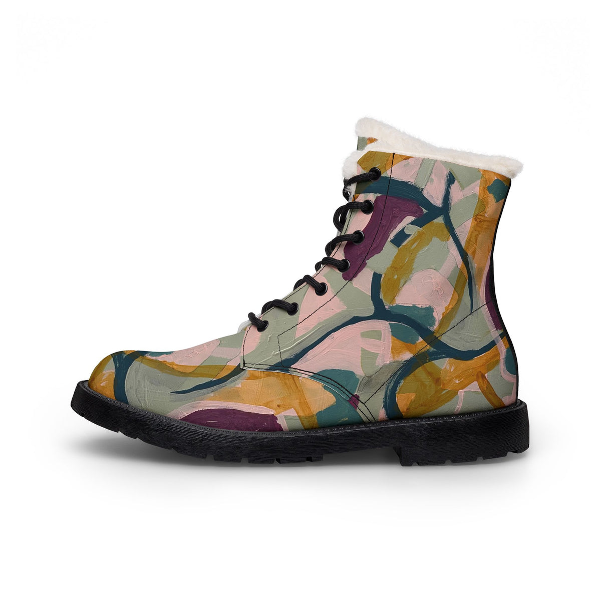 Colour Echoes Women’s vegan Fleece-Lined Boots — AbstractPrint
