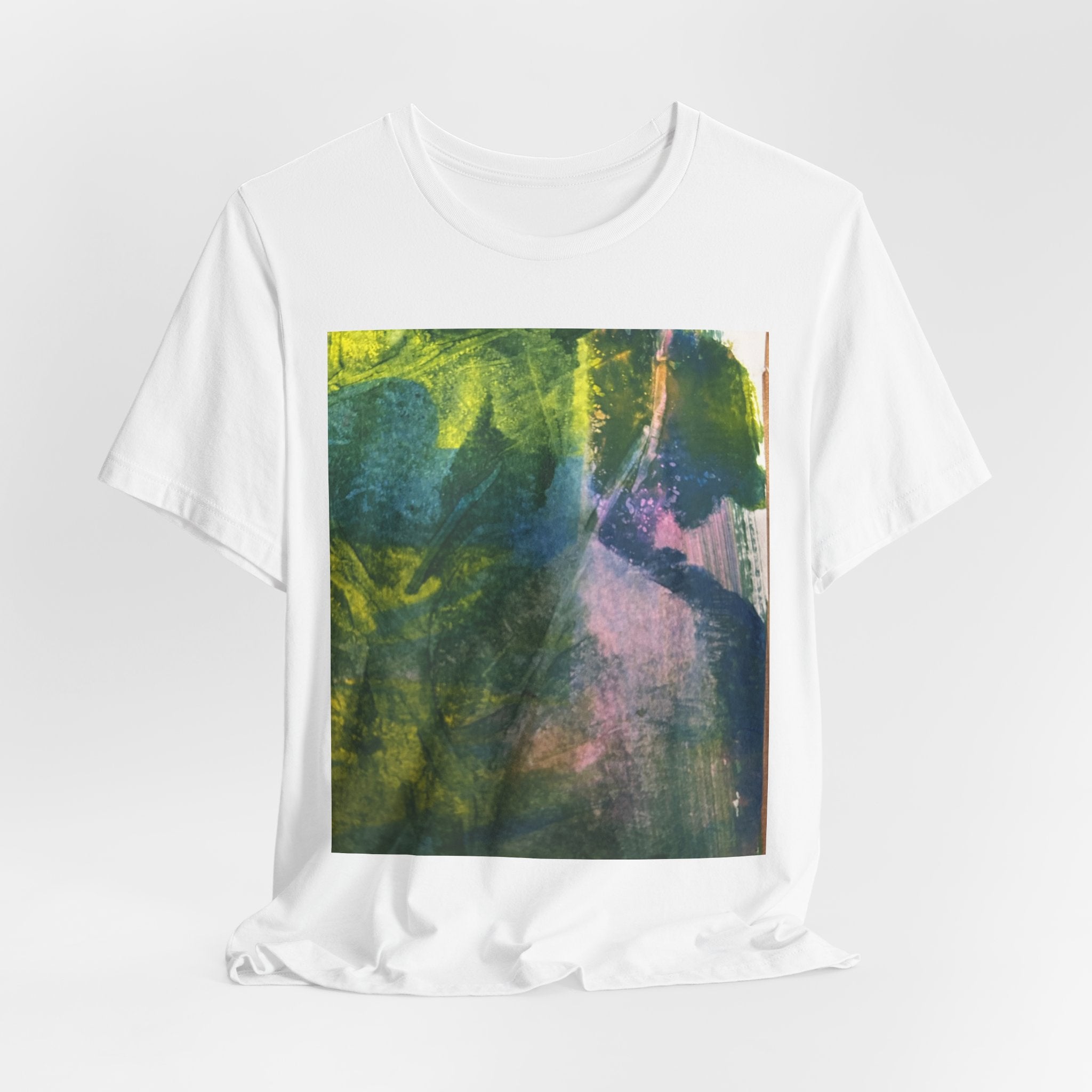 Abstract Green Blue Texture T-Shirt | Painterly Square Print