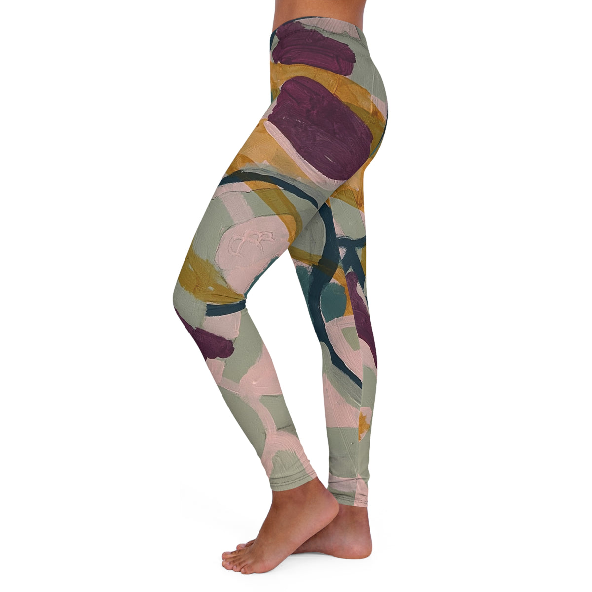 Painted Rhythm Abstract Print Leggings — Women's Casual Spandex AOP