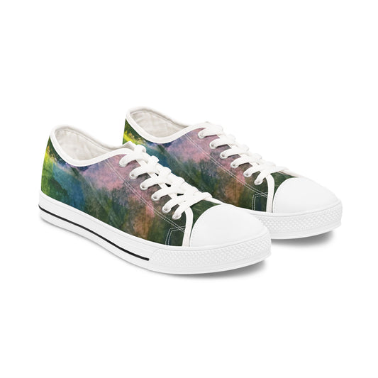 Colour Weave Women's Low Top Sneakers — Vintage Rainbow Casual Canvas Kicks
