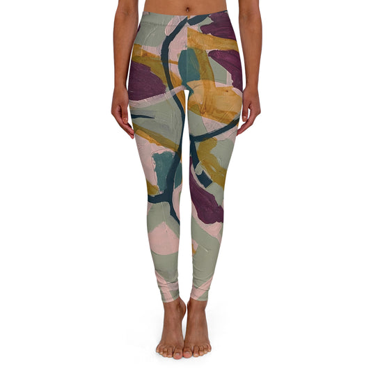 Painted Rhythm Abstract Print Leggings — Women's Casual Spandex AOP