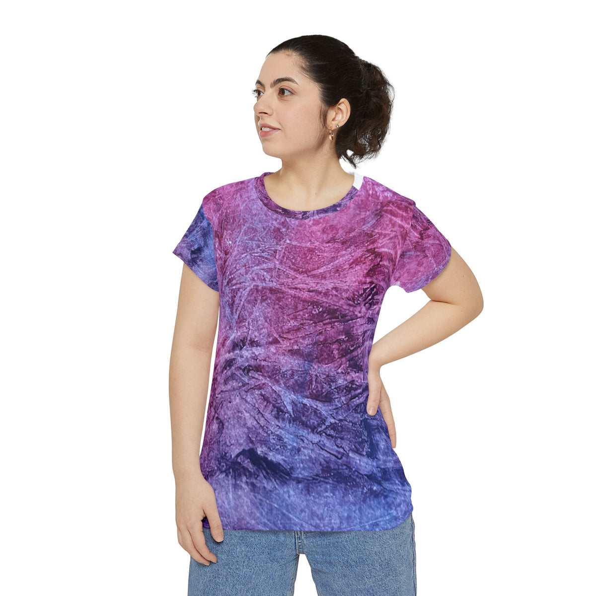 Purple Ripple Women's Tee — Purple Pink Ombre Short Sleeve Shirt
