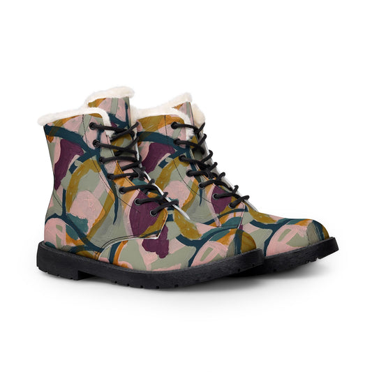 Colour Echoes Women’s vegan Fleece-Lined Boots — AbstractPrint