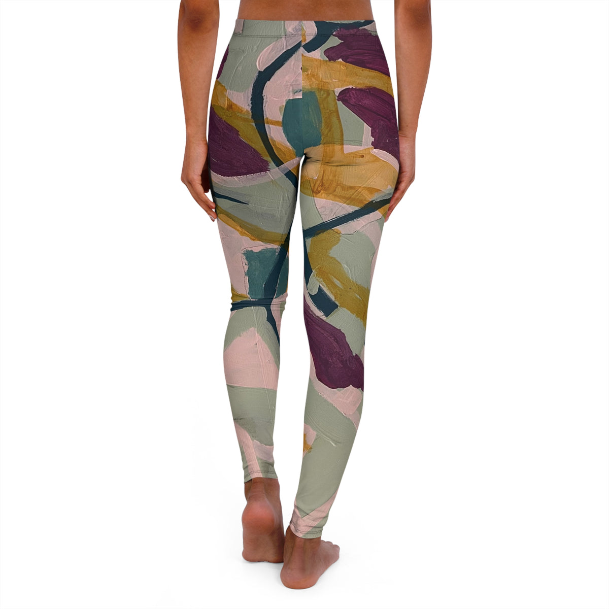 Painted Rhythm Abstract Print Leggings — Women's Casual Spandex AOP