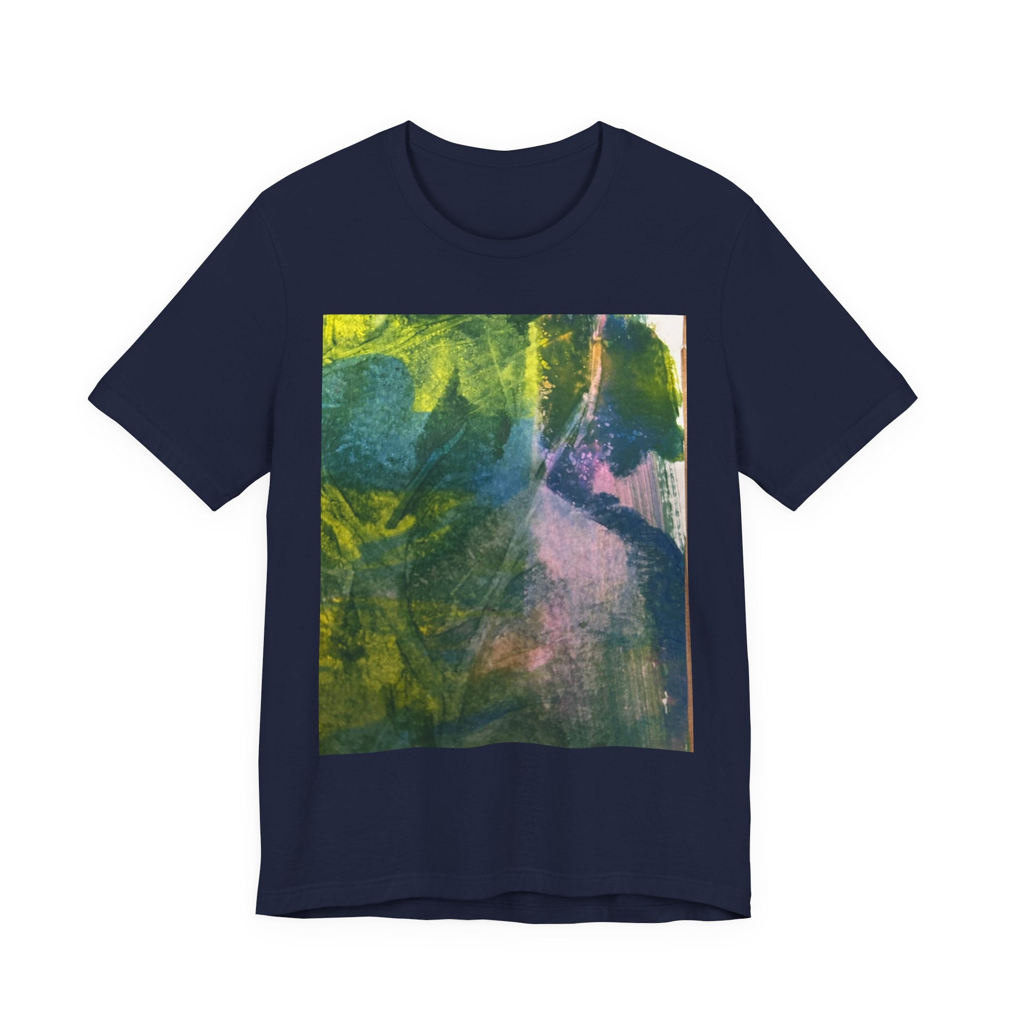 Abstract Green Blue Texture T-Shirt | Painterly Square Print