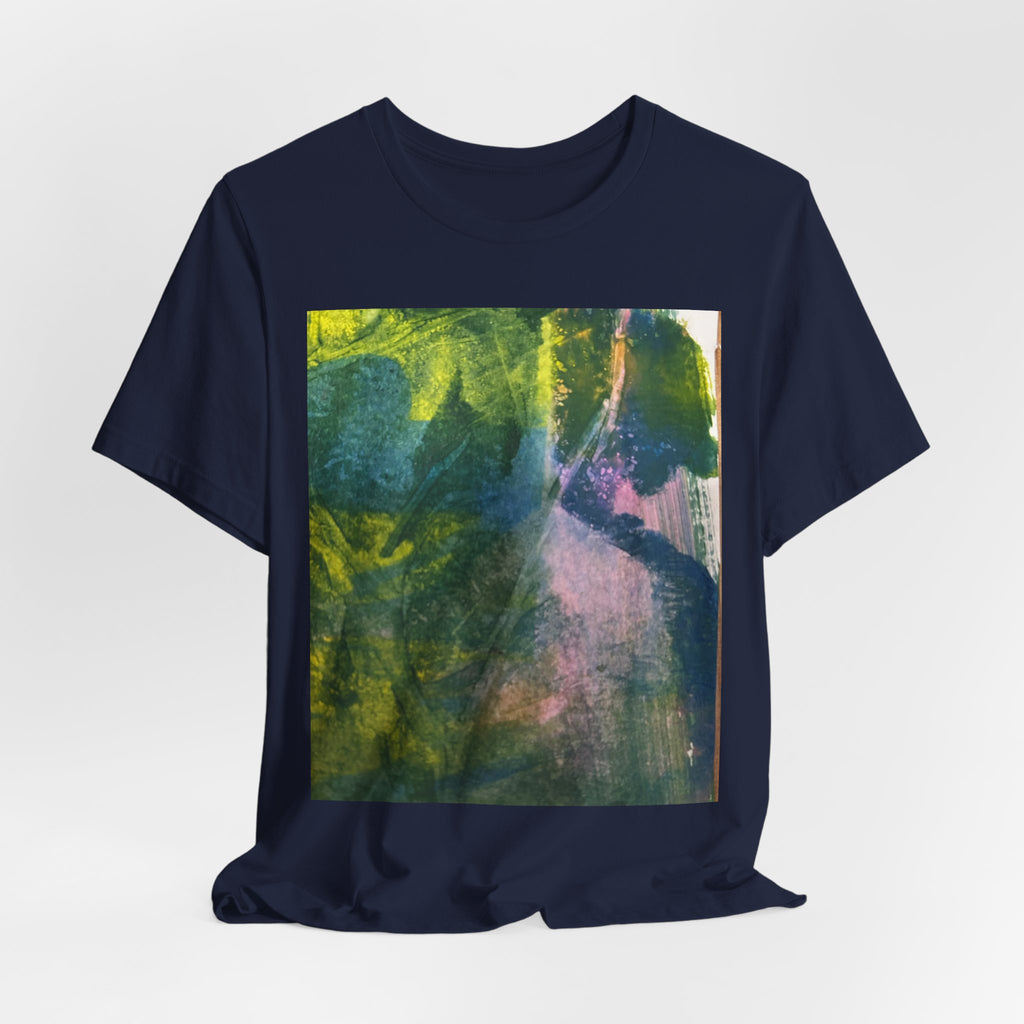 Abstract Green Blue Texture T-Shirt | Painterly Square Print