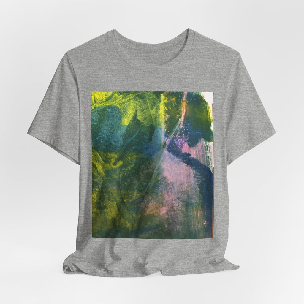 Abstract Green Blue Texture T-Shirt | Painterly Square Print